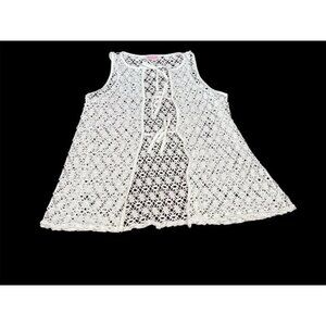 Heather Crochet White Lace Crochet Vest Cottagecore Small Sleeveless Boho Granny